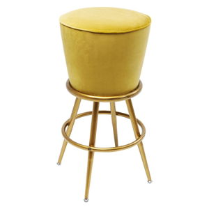 Žlutá barová židle se sametovým čalouněním Kare Design Lady Rock Yellow