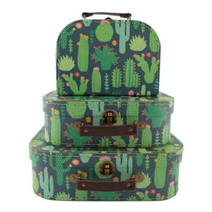 Sada 3 dětských kufříků Sass & Belle Cactus