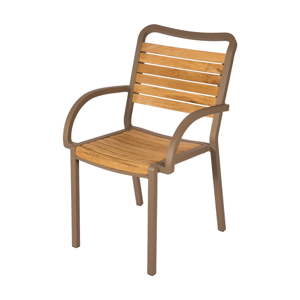 Sada 4 zahradních židlí z teakového dřeva s područkami Ezeis Typon