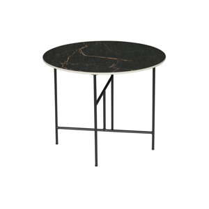 Černý konferenční stůl s porcelánovou deskou WOOOD Vida, ⌀ 60 cm
