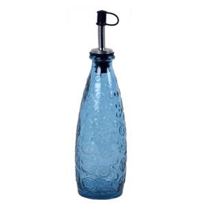 Modrá skleněná láhev s nálevkou Ego Dekor Flora