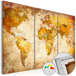Vícedílná nástěnka s mapou světa Bimago Antique Travel, 90 x 60 cm