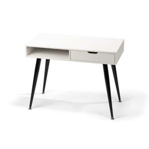 Bílý psací stůl s černým kovovým podnožím loomi.design Diego