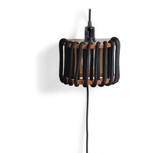 Černá nástěnná lampa s dřevěnou konstrukcí EMKO Macaron, délka 20 cm