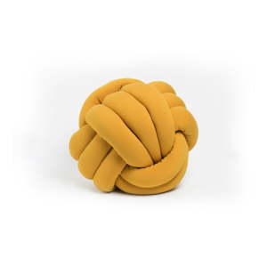 Hořčicově žlutý polštář Knot Decorative Cushion, ⌀ 45 cm