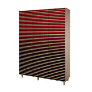 Třídveřová šatní skříň Mode Red, 135 x 192 cm
