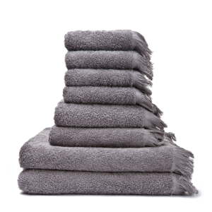 Set 6 šedých bavlněných ručníků a 2 osušek Casa Di Bassi Bath