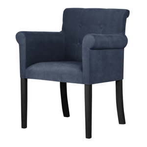 Tmavě modrá židle s černými nohami z bukového dřeva Ted Lapidus Maison Flacon