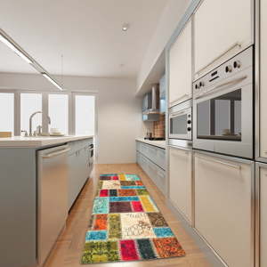 Vysoce odolný kuchyňský běhoun Floorita Patchwork, 60 x 190 cm