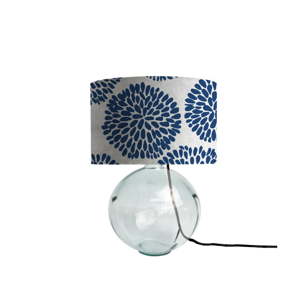 Modrá lampa z ručně foukaného skla se sametovým stínítkem Velvet Atelier