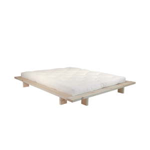 Dvoulůžková postel z borovicového dřeva s matrací Karup Design Japan Comfort Mat Raw/Natural, 160 x 200 cm