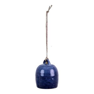 Modrá závěsná keramická dekorace ve tvaru zvonu Ego Dekor