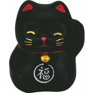 Černá keramická dekorace ve tvaru kočky Tokyo Design Studio Lucky Cat, výška 5,2 cm
