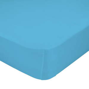 Tyrkysově modré elastické prostěradlo z čisté bavlny Happy Friday Basic, 90 x 200 cm