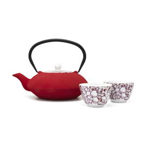 Sada 2 červeno-bílých hrnků na čaj Bredemeijer Yantai