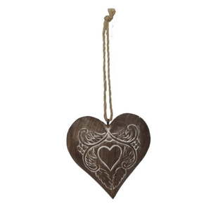 Dřevěná závěsná dekorace ve tvaru srdce Antic Line Julie