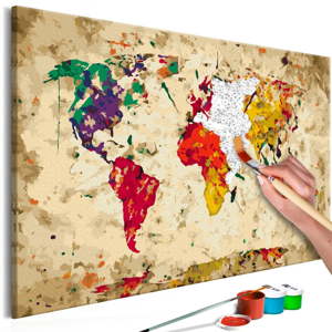 DIY set na tvorbu vlastního obrazu na plátně Artgeist Splashes Map, 60 x 40 cm