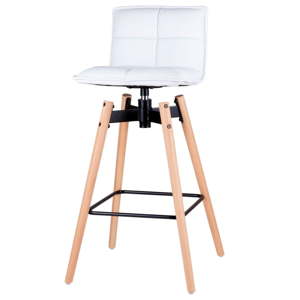 Bílá barová židle s nohama z bukového dřeva sømcasa Janie