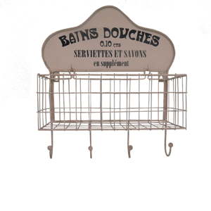 Nástěnný košík se čtyřmi háčky Antic Line Bains
