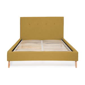Kukuřičně žlutá postel Vivonita Kent Linen, 200 x 180 cm