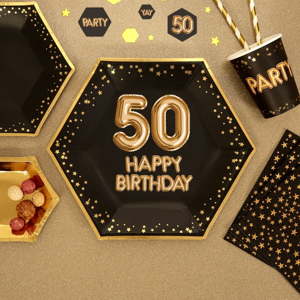 Sada 8 velkých papírových talířů Neviti Glitz & Glamour Happy 50