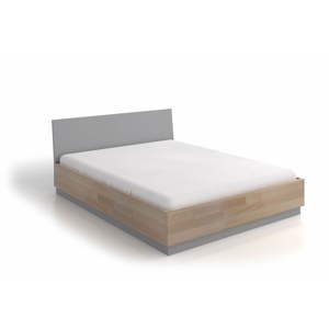 Dvoulůžková postel s úložným prostorem z bukového a borovicového dřeva SKANDICA Finn BC, 140 x 200 cm