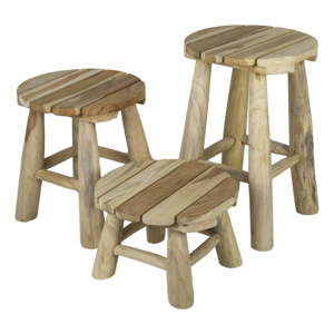 Sada 3 stoliček z teakového dřeva HSM collection