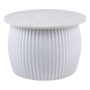 Bílý kulatý konferenční stolek s deskou v dekoru mramoru ø 52 cm  Luscious  – Leitmotiv