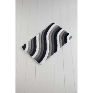 Šedo-bílá koupelnová předložka Waves Trismo, 100 x 60 cm