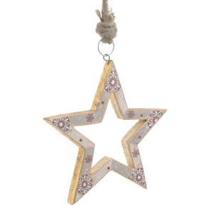 Vánoční dřevěná závěsná dekorace ve tvaru hvězdy InArt Alice