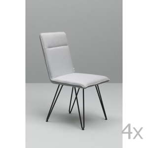 Sada 4 bílých jídelních židlí s černým podnožím Design Twist Elice