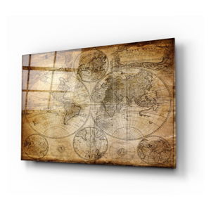 Skleněný obraz Insigne World Map, 110 x 70 cm