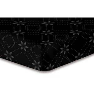 Černé elastické prostěradlo se vzorem DecoKing Hypnosis Snowynight, 160 x 200 cm
