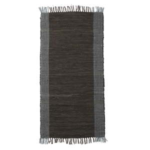 Černý kožený koberec Simla, 80 x 50 cm