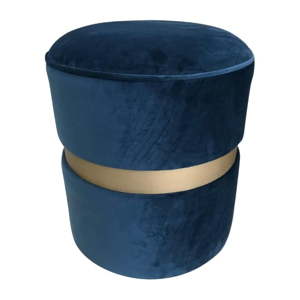 Modrý puf s nohami z borovicového dřeva Simla Velvet Champagne, ⌀ 40 cm
