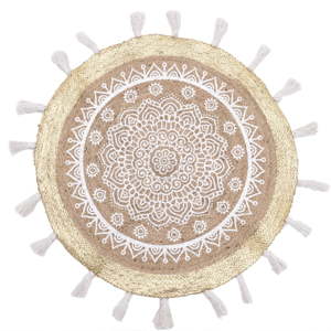 Kruhový koberec z juty a bavlny InArt White Mandala, ⌀ 90 cm