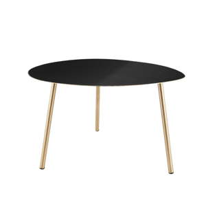 Černý příruční stolek s pozlacenými nohami Leitmotiv Ovoid, 56 x 50 x 37 cm