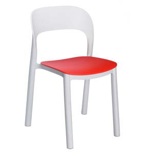 Sada 4 bílých zahradních židlí s červeným sedákem Resol Ona