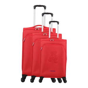 Sada 3 červených zavazadel na 4 kolečkách Lulucastagnette Emilia