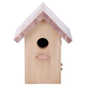 Dřevěná ptačí budka s měděnou střechou Esschert Design Antik, výška 21 cm