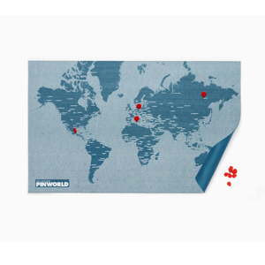 Modrá nástěnná mapa Palomar Pin World, 126 x 68 cm