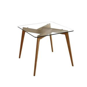 Čtvercový jídelní stůl s hnědýma nohama Marckeric Janis, 90 x 90 cm