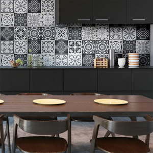 Sada 12 nástěnných samolepek Ambiance Wall Decals Tiles Gray Cement Rimini, 20 x 20 cm