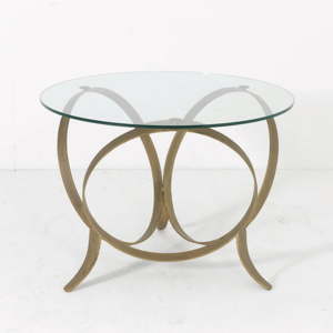 Odkládací stolek z kovu a skla zlaté barvy Thai Natura Stars, Ø 85 x 63 cm