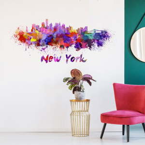 Nástěnná samolepka Ambiance Wall Decal New York Design Watercolor, 60 x 140 cm