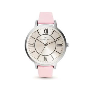 Dámské hodinky s růžovým koženým řemínkem Victoria Walls Classy