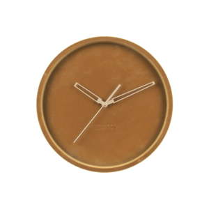 Karamelově hnědé sametové nástěnné hodiny Karlsson Lush, ø 30 cm