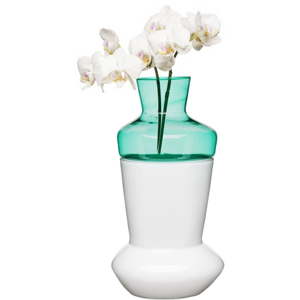 Dvojdílná bílo-tyrkysová váza Sagaform Duo