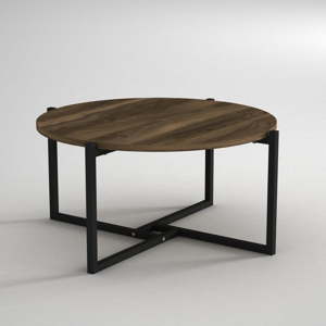 Konferenční stolek s deskou v dekoru ořechového dřeva Noce, ⌀ 68 cm