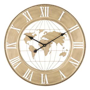Nástěnné hodiny ve zlaté barvě Mauro Ferretti World, ø 63 cm